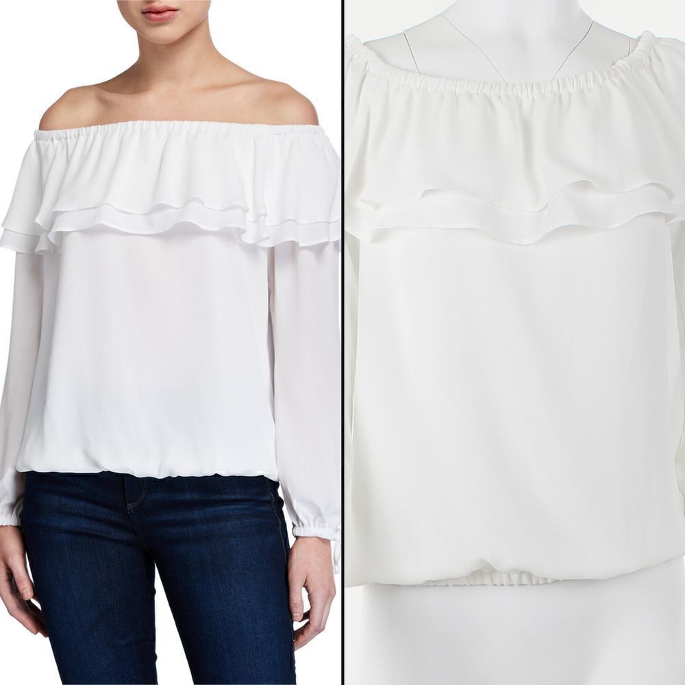 Michael Michael Kors Ruffled Off-the-Shoulder Peasant Top